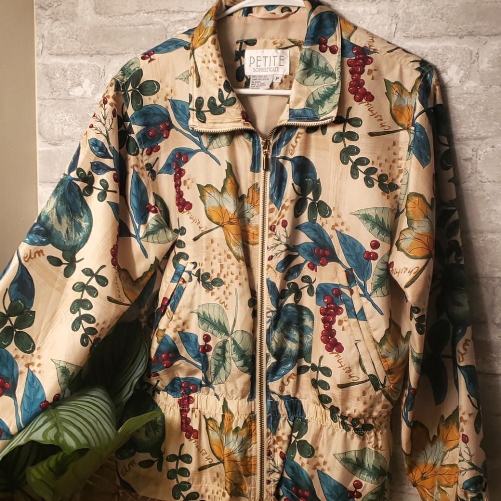VTG Petite Sophisticate 100% Silk Bomber Jacket